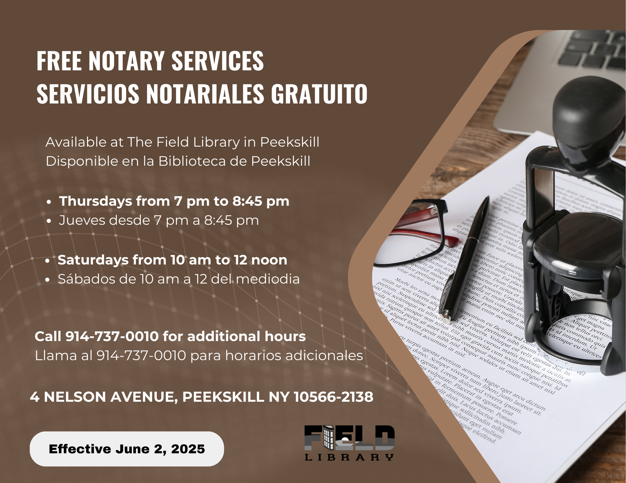 Brown and White Modern Notary Service Facebook Cover (US Letter (Landscape)) Notary Services